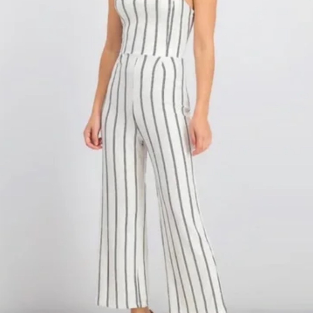Bershka Monochrome Striped Jumpsuit